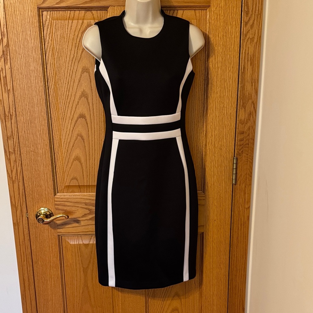 Calvin Klein Black and White Contrast Mini Dress
